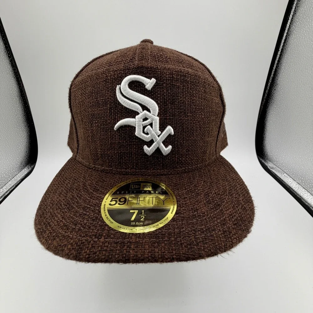 Chicago White Sox Hat New Era 59Fifty Hemp Linen Split Panel Fitted Sz 7 1/2 NEW